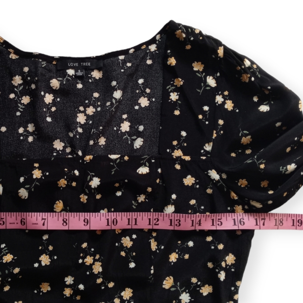 NWOT- LOVE TREE CROPPED LONG SLEEVE BLOUSE. SIZE S. COLOR BlACK, YELLOW - Picture 7 of 15